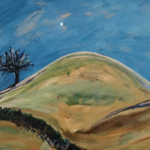 Acryl schilderij, Maya Wildevuur, Landschap, 1991